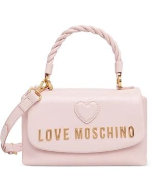Love Moschino Heart-Patch Twisted-Handle Tote Bag - Pink
