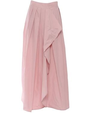 Clips Pleated Ruffle Midi Skirt - Pink