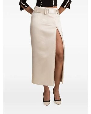 Contessa Mills Morgaine Belted Side-Slit Skirt - White