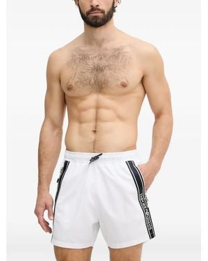 Emporio Armani Logo-Tape Swim Shorts - White