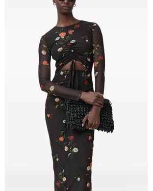 AllSaints Kathy Floral-Print Long-Sleeve Maxi Dress - Black
