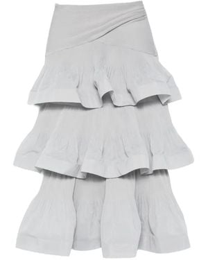Zimmermann Pleated Tired Midi Skirt - White