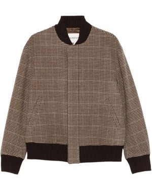 Eric Bompard Check-Pattern Bomber Jacket - Brown