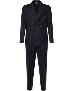 Santaniello Pinstripe Double-Breasted Suit - Blue