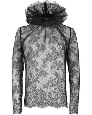 McQueen Blouse En Dentelle À Col À Volants - Gris
