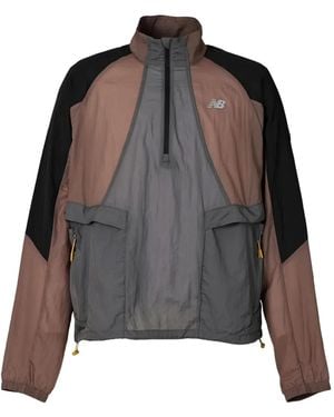 New Balance Colour-Blocked Half-Zip Windbreaker - Grey