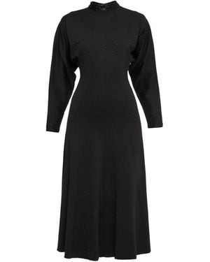 Nissa Rhinestone-Embellished Midi Dress - Black