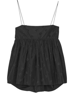 Cecilie Bahnsen Veronica Floral-Jacquard Bow Sleeveless Blouse - Black