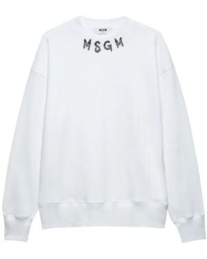MSGM Logo-Print Cotton Sweatshirt - White