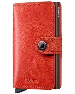 Secrid Miniwallet Leather Button Cardholder - Red