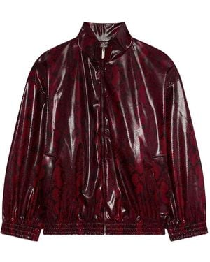 Gcds Zip Snakeskin Jacket - Red
