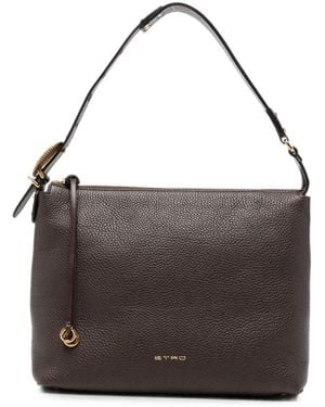 Etro Pebbled Leather Shoulder Bag - Brown