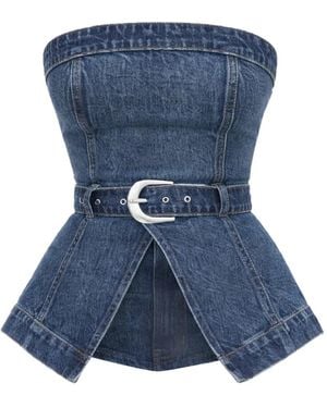 Reformation Collins Denim Top Met Ceintuur - Blauw