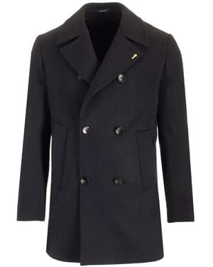 Guarinucci Double-Breasted Buttoned Coat - Black