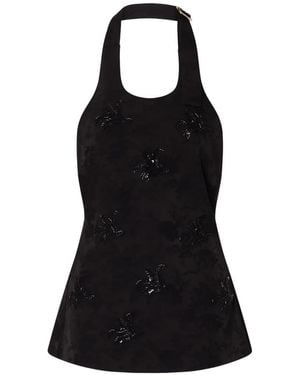 Liu Jo Jacquard Top With Jewel Embroidery - Black