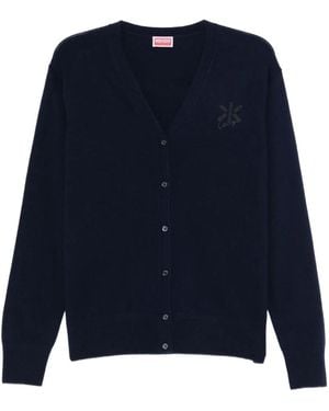 KENZO Cardigan Double-K Con Ricamo - Blu