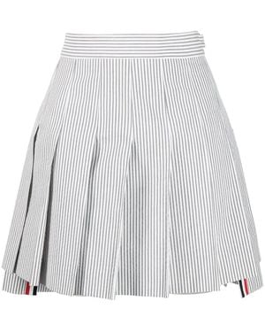 Thom Browne Pinstriped Pleated Mini Skirt - White