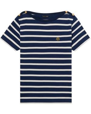 Brooks Brothers Logo-Embroidered Striped T-Shirt - Blue