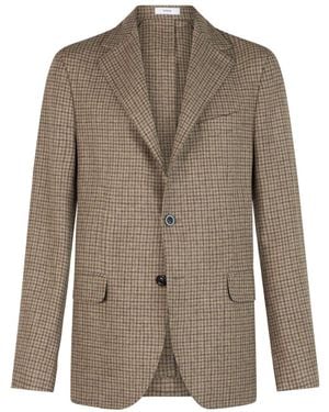 Boglioli Check-Pattern Wool Blazer - Brown