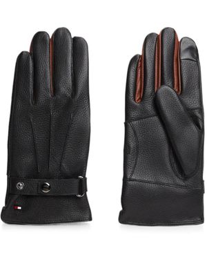 Tommy Hilfiger Logo-Plaque Touch-Strap Gloves - Black