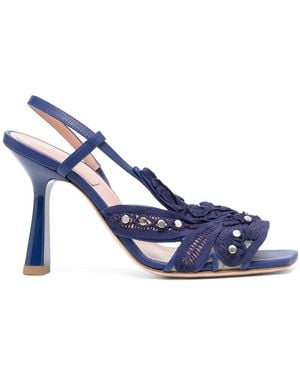 Alberta Ferretti 100Mm Stud-Embellished Sandals - Blue