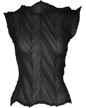 Issey Miyake Zigzag Pleats Top - Black