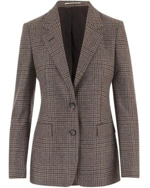 Tagliatore Houndstooth-Pattern Single-Breasted Blazer - Brown