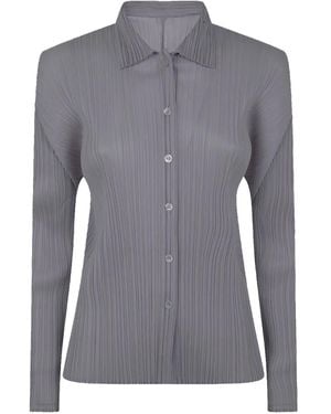 Pleats Please Issey Miyake Pleated Button-Fastening Shirt - Grey