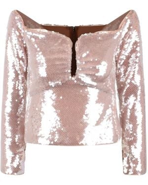 Self-Portrait Sequinned Blouse - Pink