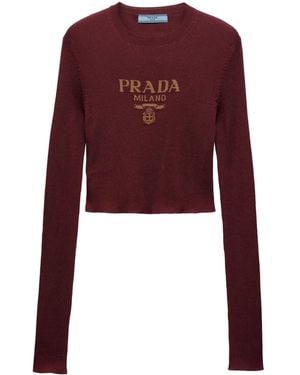Prada インターシャニットトップ - パープル