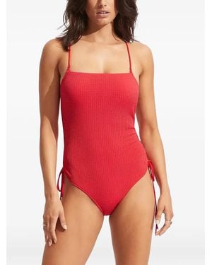 Seafolly Ruched Drawstring Swimsuit - Red