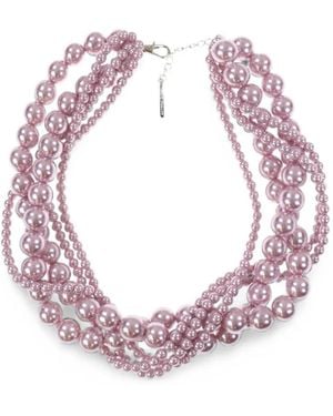 YELLOWSWALLOW Pearl Current Layered Necklace - Pink