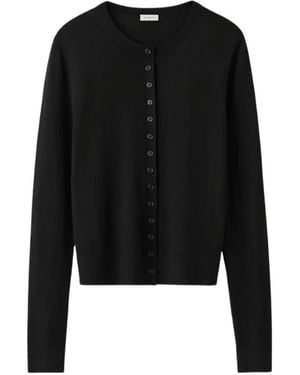Almada Label Button-Up Knitted Cardigan - Black
