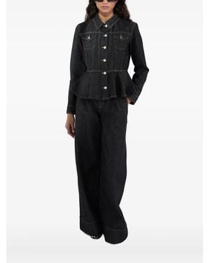 Karl Lagerfeld Peplum Denim Jacket - Black