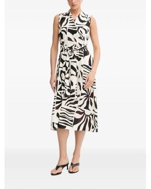 Joseph Ribkoff Abstract-Print Belted Wrap Midi Dress - White