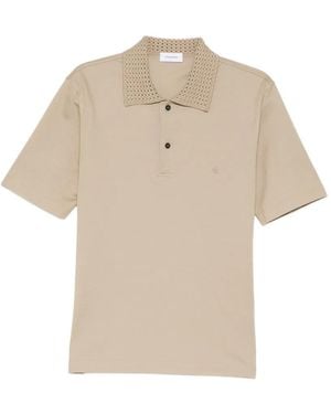 Ferragamo Polo De Piqué Con Cuello De Punto - Neutro