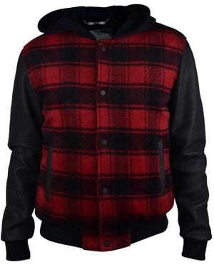 Philipp Plein Checked Hooded Bomber Jacket - Red