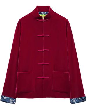 Shanghai Tang Tang Velvet Mandarin Jacket - Red
