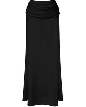 POST MERIDIEM Draped Chiffon Maxi Skirt - Black