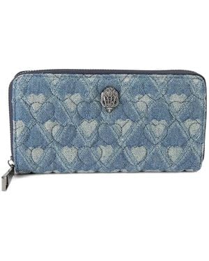 Kurt Geiger Heart-Quilted Zip-Fastening Wallet - Blue