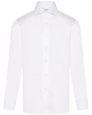 Barba Napoli Spread-Collar Button-Down Shirt - White