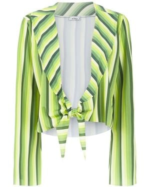Amir Slama Striped Cropped Top - Green