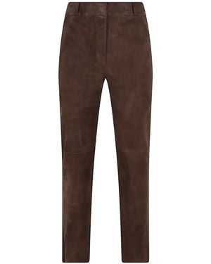 Arma Jen Suede Leather Trousers - Brown