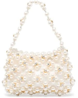 Vanina Anemone Crystal-Embellished Tote Bag - White