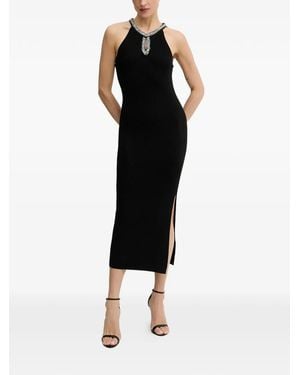 Morgan Embellished Ribbed Maxi Dress - Black
