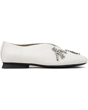 Camper Casi Myra Crystal-Embellished Ballet Flats - White