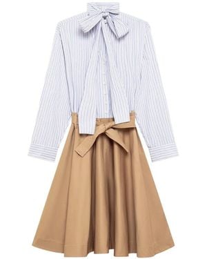 MSGM Abito Midi A Righe - Bianco