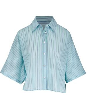 Agolde Merrin Gestreepte Cropped Blouse - Blauw