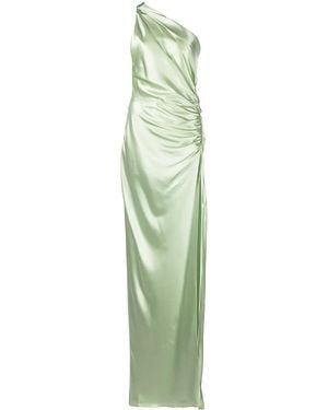 Michelle Mason Gathered-Detail One-Shoulder Silk Gown - Green