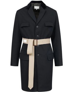 Maison Margiela バイカラー ベルテッドコート - ブラック